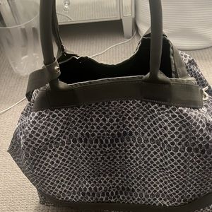 LeSportsac Large Duffle in Grey and White Snakeskin print